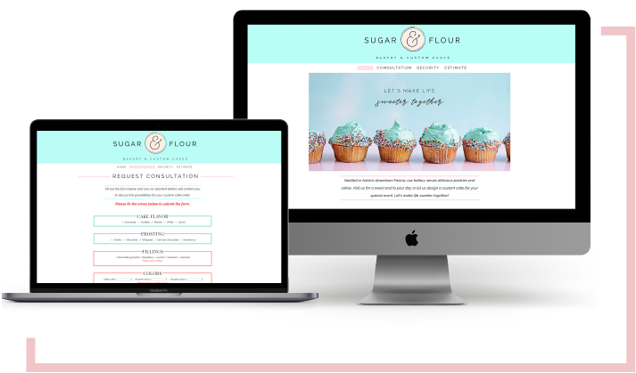 Sugar and Flour website on desktop computer